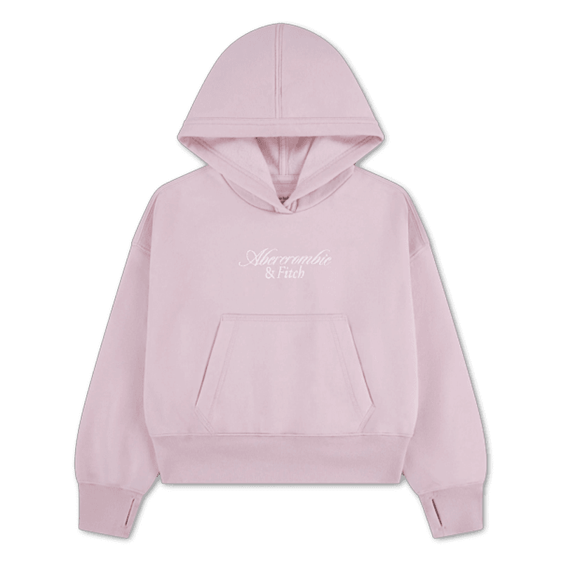 Abercrombie Hettegenser essential logo white chalk pink