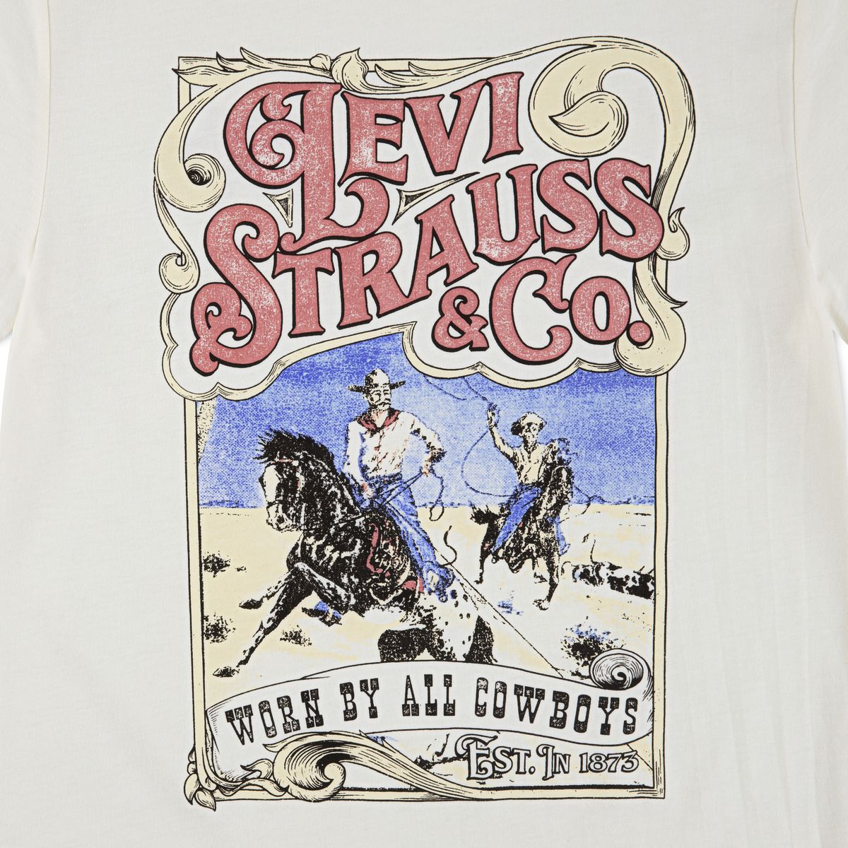 Levi`s T-shirt cowboy backprint egret