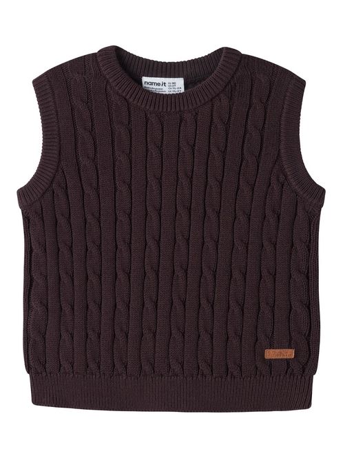 Hovedbilde Name It mini Raffat strikket vest chocolate plum