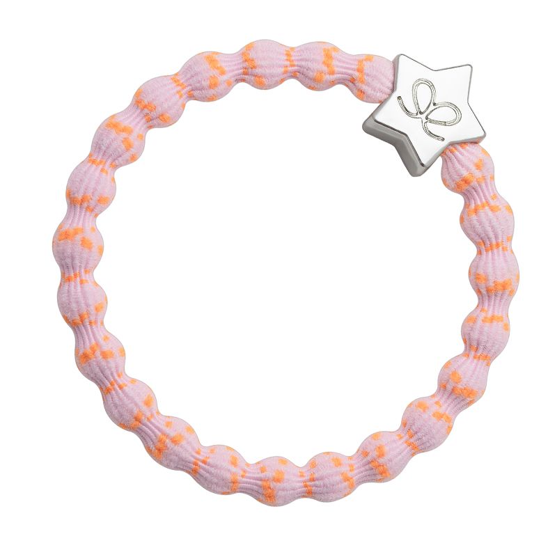 BE Silver star orange on pink