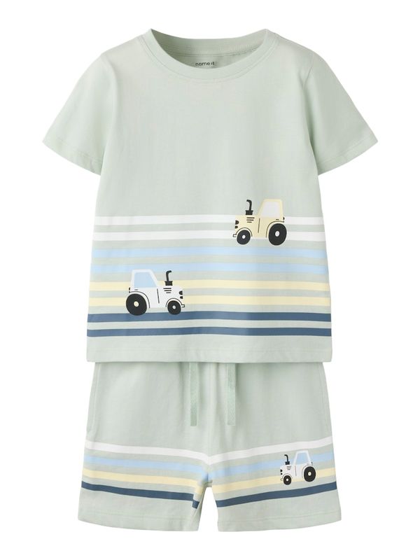 Name It Hectors traktor shortssett pale aqua